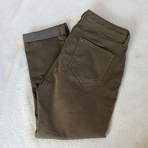 Army green cropped jeans